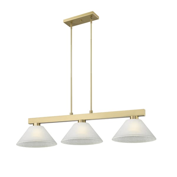 Z-Lite Cobalt Billiard, 3-Light, 14.25 In.W x 49.5 In.L x 10.5 In.H, Modern Gold/White Linen 152MGLD-AWL13 - main